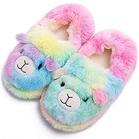 Toddler Boys Girls Cute Slippers Unicorn Fluffy Fuzzy Winter Warm Slippers Cartoon Animal Plush Indoor House Slip-on Shoes