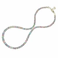 Natural Ethiopian Fire Opal Beaded Necklace, Genuine Opal Jewelry for Women, 925 Sterling Silver/14K Gold Filled Gift for Her