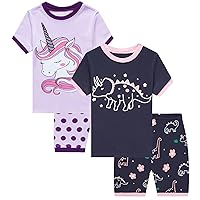 Girls Cotton Pajamas Short Sleeve Pjs Toddler Summer Sleepwear Sets