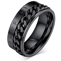 FaithHeart Norse Viking Spinner Runes Ring Stainless Steel/Gold Plated Rotatable Band Rings for Men Women- Can Personalized Engrave