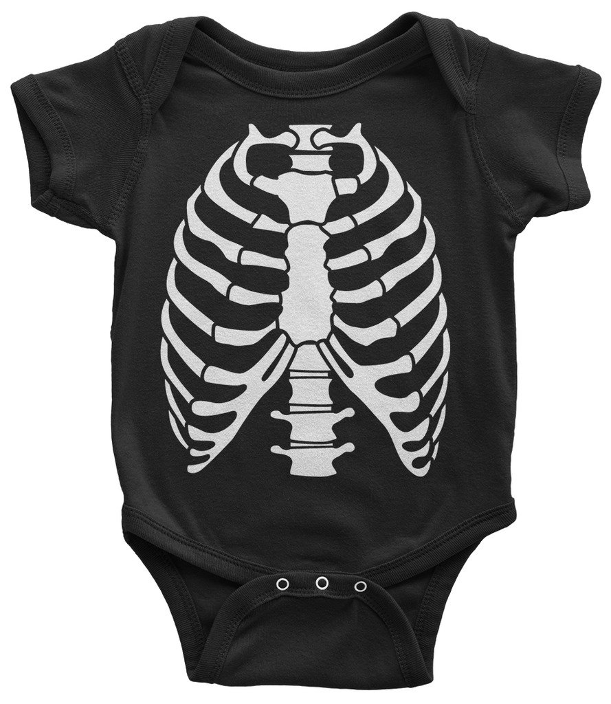 Threadrock Baby Skeleton Rib Cage Halloween Infant Bodysuit