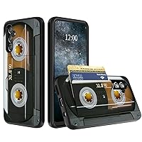 for Samsung Galaxy A54 5G Case for Samsung A54 5G Wallet Case with Card Holder Audio Cassette Tape Design for Women Men Hybrid Dual Layer Shockproof Protective Phone Case for Samsung A54 5G 2023 6.4