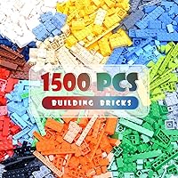 Lekebaby Classic 1500 Pieces Building Bricks Kit Basic Brick Set Classic Colors for Kids Creative Play, Compatible with All Major Brands, Gifts Educational Toy for Boys Girls 6 Years Old and Up