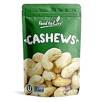 Food to Live Raw Cashews, 4 Pounds Non-GMO Verified, Deluxe Whole Nuts, Unsalted, Unroasted, Size W-320, Vegan, Kosher, Bulk, A good source of Phosphorus, Magnesium, Copper & Manganese