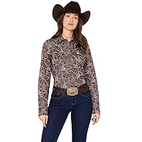 Cinch Western Shirt Womens L/S Paisley Snap Burgundy MSW9201043