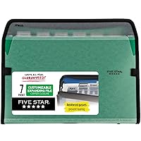 Five Star 7 Pocket Expanding File Organizer, Plastic Expandable File Folders with Customizable Tabs & Clear Cover, Holds 11