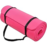 BalanceFrom All Purpose 1-Inch Extra Thick High Density Anti-Tear Exercise Yoga Mat with Carrying Strap, Optional Yoga Blocks and Knee Pad