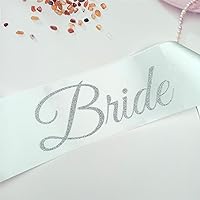 Bride Sash, White and Silver Glitter Bachelorette Party Sash for Future Mrs, Bridal Shower Sash for Bride-to-Be, in My Bride Era Wedding Party Decorations