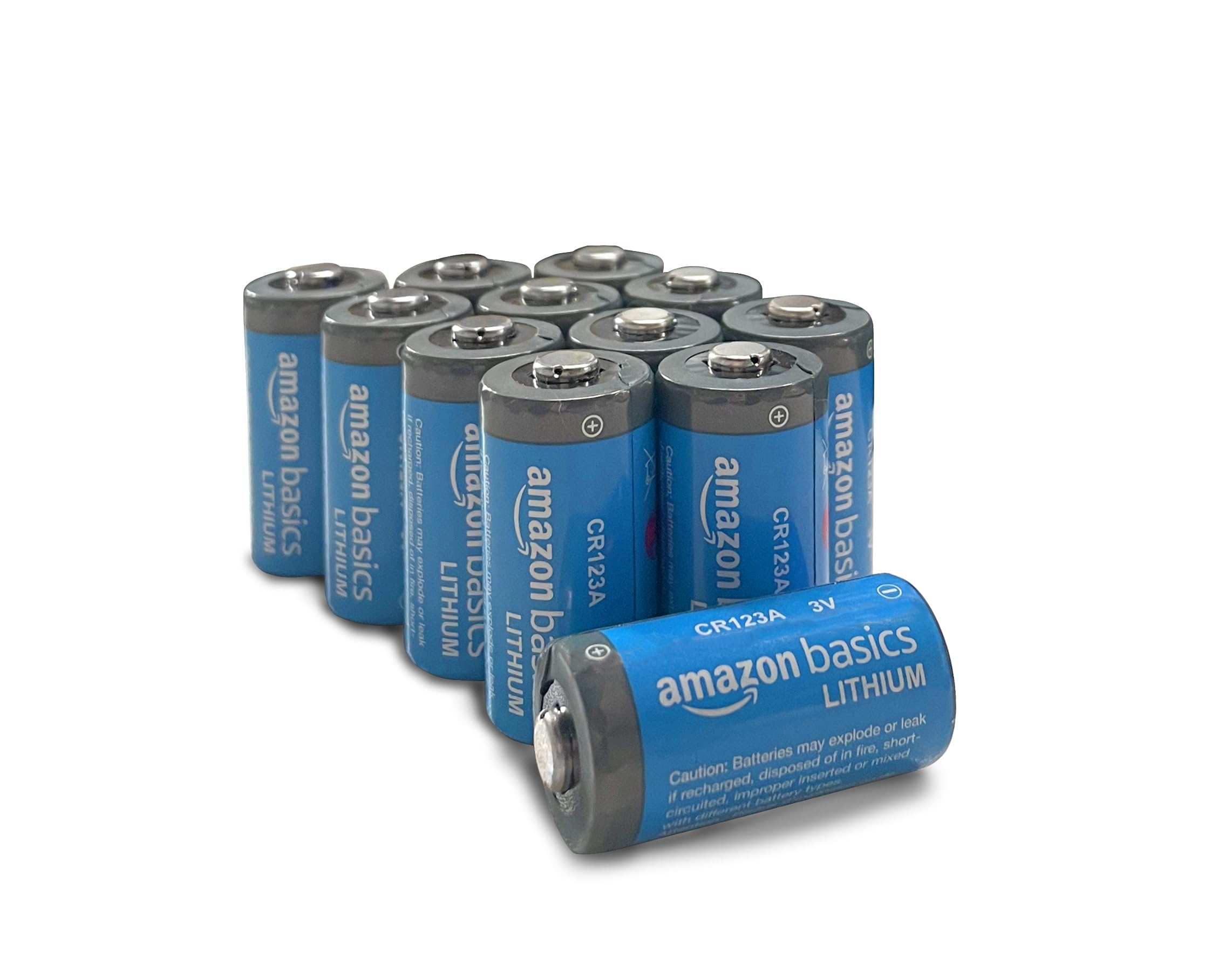 Amazon Basics 12-Pack CR123A Lithium Batteries, 3 Volt, 10-Year Shelf Life