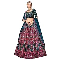 Indian Wedding Bridesmaid Silk Multi Thread & sequin Lehenga Choli Dupatta Party Ghagra Dress 3375