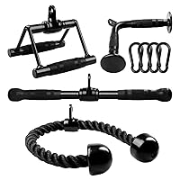 Yes4All Tricep Press Down Cable Machine Attachment Set, V-Shaped Bar, LAT Pull Down Straight Rotating Bar for Home Gym