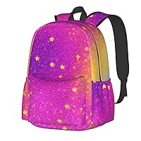 Colorful Starlight Print Backpack Print Shoulder Canvas Bag Travel Large Capacity Casual Daypack With Side Pockets