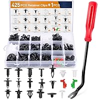 425 Pcs Car Body Retainer Clips Set Tailgate Handle Rod Clip Fastener Remover - 19 Popular Sizes Auto Push Pin Rivets -Door Trim Panel Clips for GM Ford Toyota Honda Chrysler