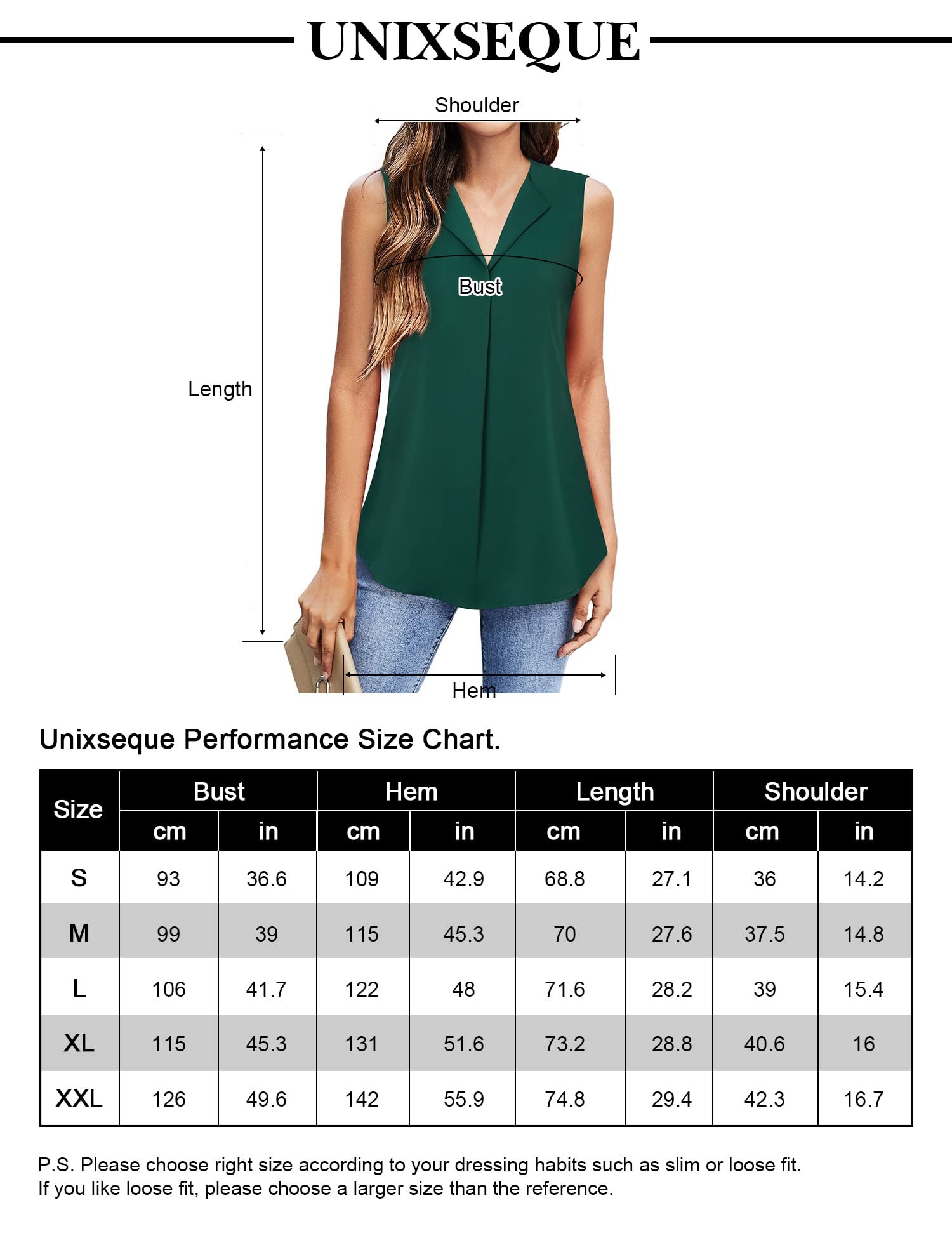Unixseque Women's Casual V Neck Sleeveless Tunics Tank Tops Blouses Summer Office Work Shirts