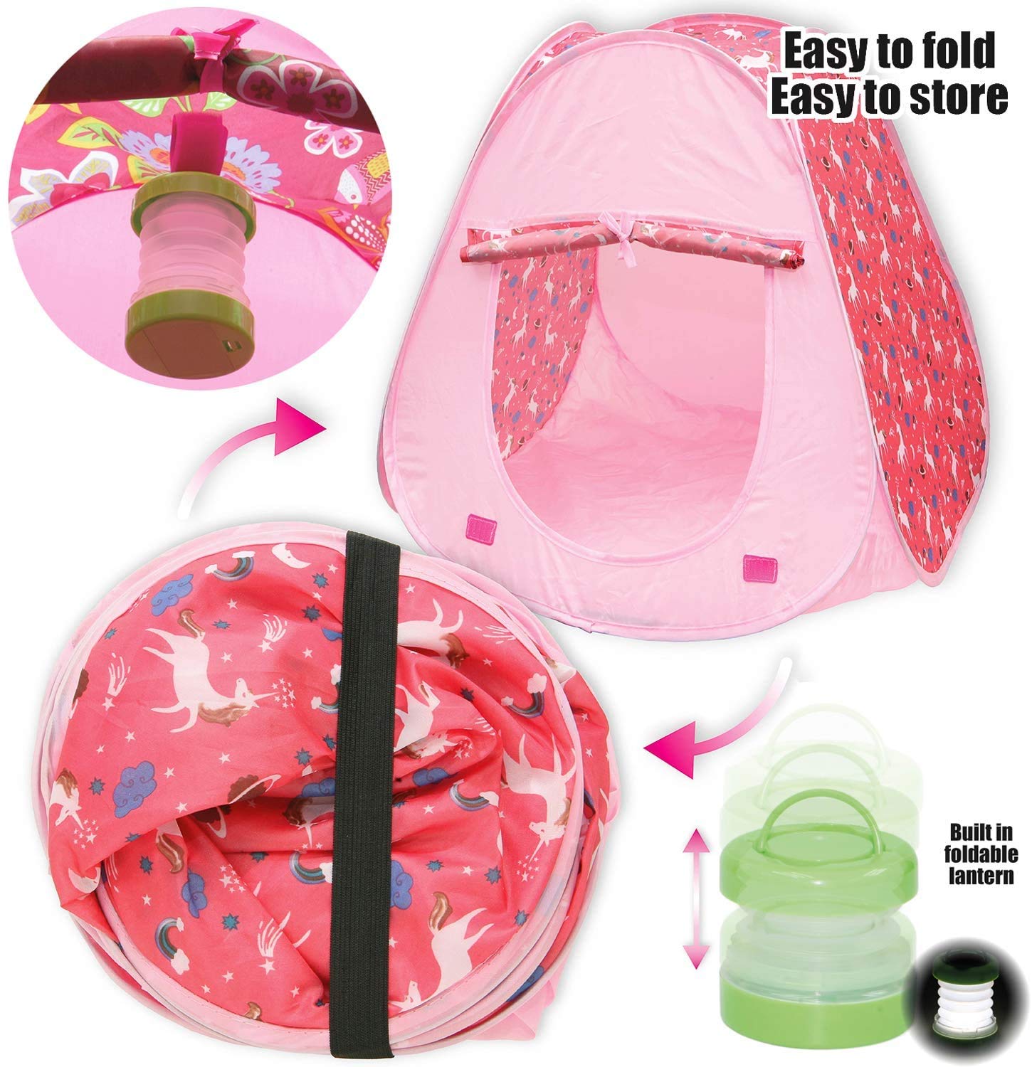 Click N' Play Doll Tent Camping Set & Accessories Perfect for 18 Inch Dolls | 18 Inch Doll Accessories with Camping Tent, Camping Bed, Mini Lamp & Camping Pillow | Doll Camping Set for Girls Ages 3+