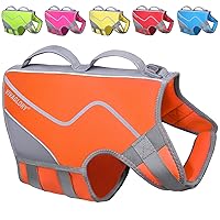 VIVAGLORY Life Jacket for Dogs of Sports Style, Water Vest Jacket for Dog, Heavy Duty Pet Safety Vest, Comfortable Neoprene Lifejackets with Hook & Loop Closure, Orange, XLarge