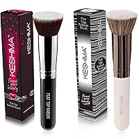 Black & White Kabuki Foundation Brushes Bundle By KESHIMA - Regular Size - Premium Makeup Brushes for Liquid, Cream, and Powder