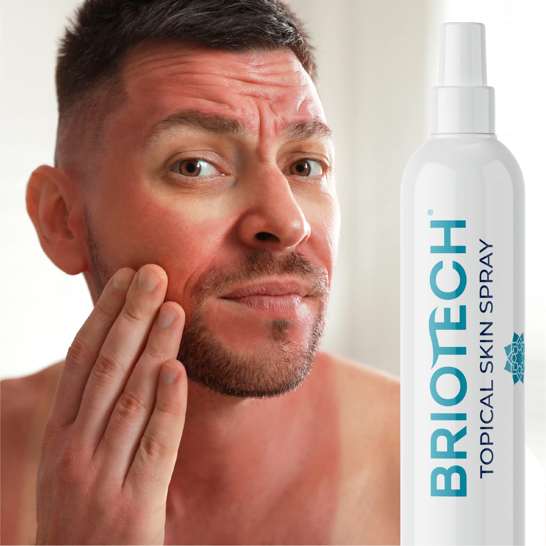 BRIOTECH Topical Skin Spray, Pure Hypochlorous Acid Spray, Face & Body HOCl Mist, Support Irritations, Soothe Redness, Eyelid Eyelash Bumps, Dry Skin & Scalp, Athletic Itch, Toenail Cleanser