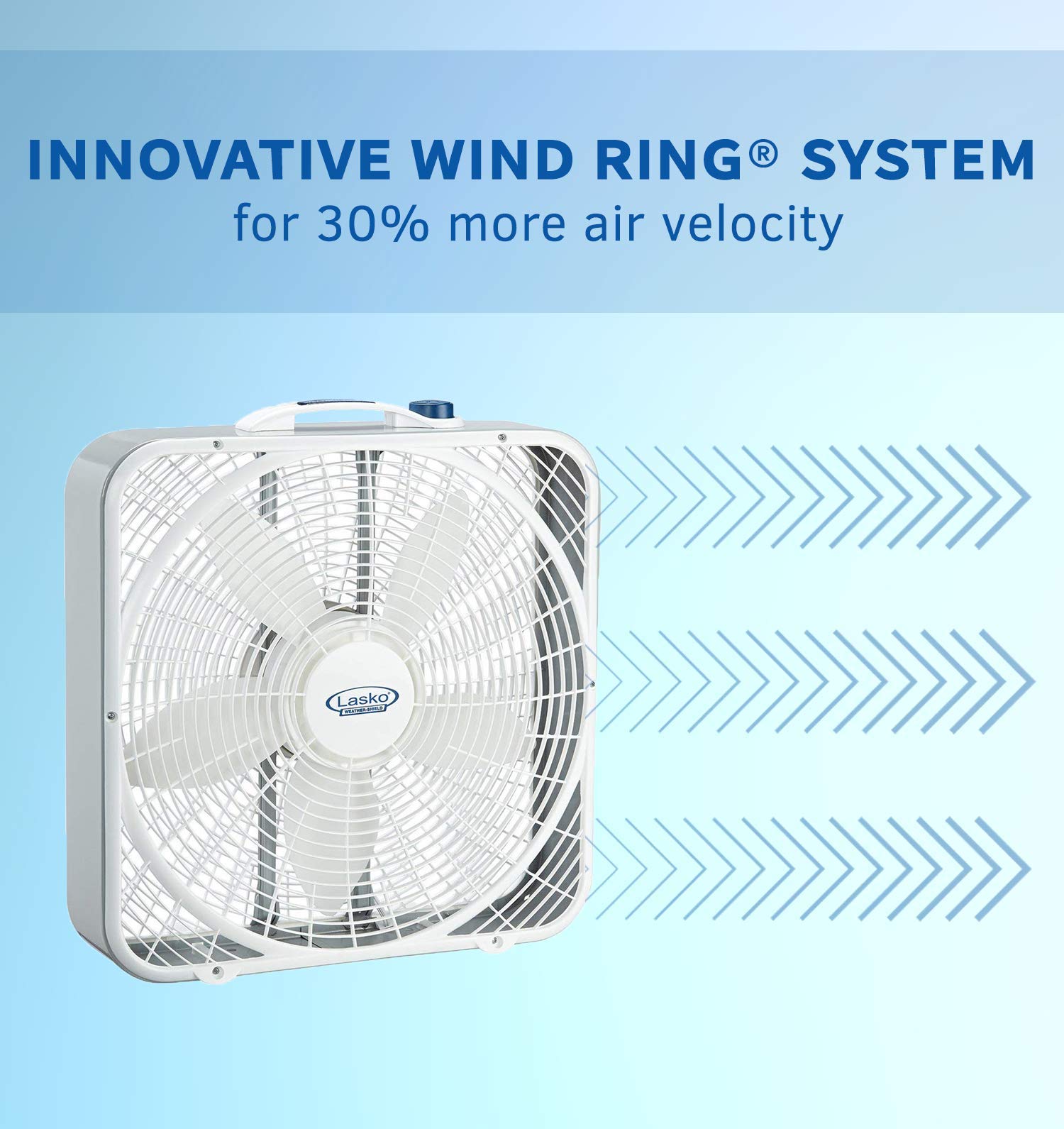 Lasko 20″ Weather-Shield Performance Box Fan-Features Innovative Wind Ring System for Up to 30% More Air, 20 Inch, 3720