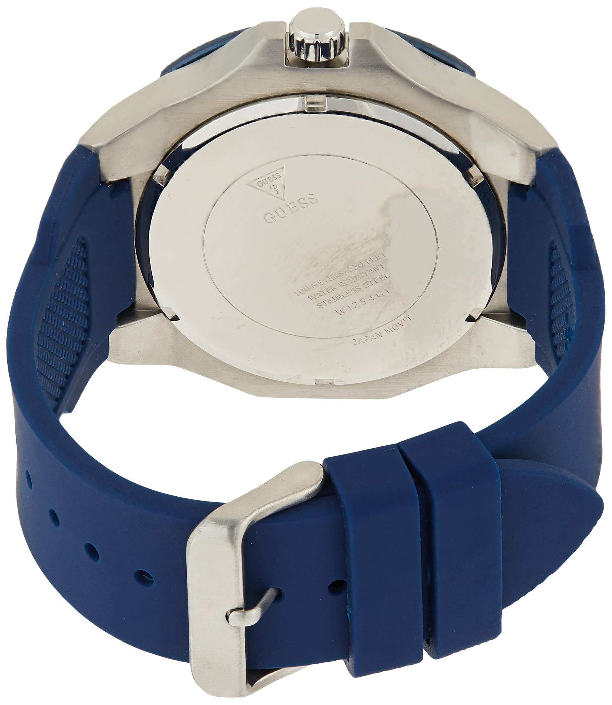 GUESS 51.5 mm Genesis Silicone Strap W1254G1 Silver Tone/Blue/Blue One Size