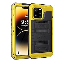 Unitedtime for iPhone 14 Pro Case Waterproof with Built-in Screen Protector Full Body Rugged Hard Silicone, Military Grade Shockproof Dustproof Protective Cover 6.1 Inch (Yellow)