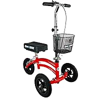 KneeRover Jr All Terrain Knee Scooter for Kids and Small Adults for Foot Surgery Heavy Duty Knee Walker for Broken Ankle Foot Injuries Recovery - Leg Scooter Knee Crutch Alternative (Red)