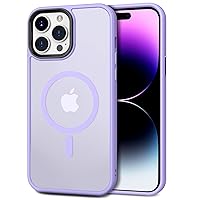 CACOE Magnetic Case for iPhone 14 Pro Max 6.7 inch-Compatible with MagSafe & Magnetic Car Phone Mount,Anti-Fingerprint TPU Thin Phone Cases Cover Protective Shockproof (Light Purple)