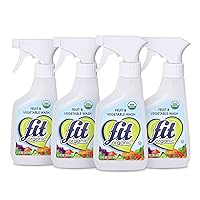 FIT Organic - USDA Certified, Tasteless and Odorless Fruit and Vegetable Wash, Bottle Spray, White, Clear, 12 Fl Oz (4-Pack)
