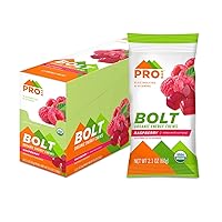 Bolt Organic Energy Chews, Raspberry, Non-GMO, Gluten-Free, USDA Certified Organic, Healthy, Natural Energy, Fast Fuel Gummies with Vitamins B & C (12 Count