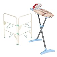 Casdon Ironing Set | Toy Ironing Board and Iron for Children Aged 3+ | Folding Clothes Airer and Hangers Included!, Pink