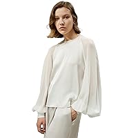 LilySilk Womens Silk Shirt Ladies 22MM Silk Blouse with Raglan Sleeves Girls Softness and Stretch Top Work Causal Daily