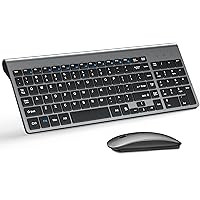 TopMate Wireless Keyboard and Mouse Ultra Slim Combo, 2.4G Silent Compact USB Mouse and Scissor Switch Keyboard Set with Cover, 2 AA and 2 AAA Batteries, for PC/Laptop/Windows/Mac - Gray Black