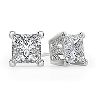 Princess Moissanite Stud, 3.00 CT Princess Brilliant Cut Wedding Earrings, 925 Silver Stud Earrings, Engagement Bridal Earrings, Perfact for Gift Or As You Want
