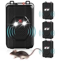 Ultrasonic Rodent Repellent for Cars and Indoor 4 Packs, Battery Operated Mouse Squirrel Rat Deterrent with Strobe Light,Smart DetectioKeep Rodents Out of Car, Boat Garage Attic Barn (4 Pieces)