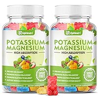 Potassium Magnesium Gummies for Adults Kids, Sugar-Free Potassium Gummies Supports Leg Cramps & Muscle & Immune Health, High Absorption Vegan Magnesium Supplement Gummies 5 Fruit Flavor 120 Cts