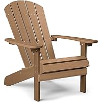 YEFU Plastic Adirondack Chairs Weather Resistant, Patio Chairs 5 Steps Easy Installation, Looks Exactly Like Real Wood, Widely Used in Outdoor, Fire Pit, Deck, Lawn, Outside, Garden Chairs (Teak)