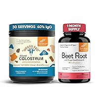 Sandhu's Pure Bovine Colostrum Powder Supplement for Humans 30 Servings & Beet Root Powder with Bioperine Capsules| Supports Immune, Gut, Muscle and Heart Health, Energy Level| Non-GMO | Made in USA