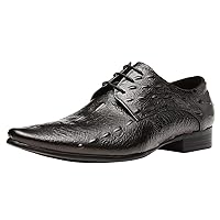 Men's Wingtip Lace-up Alligator Crocodile Print Pointed Toe Leather Oxford Classic Dress Formal Shoes Derby Business