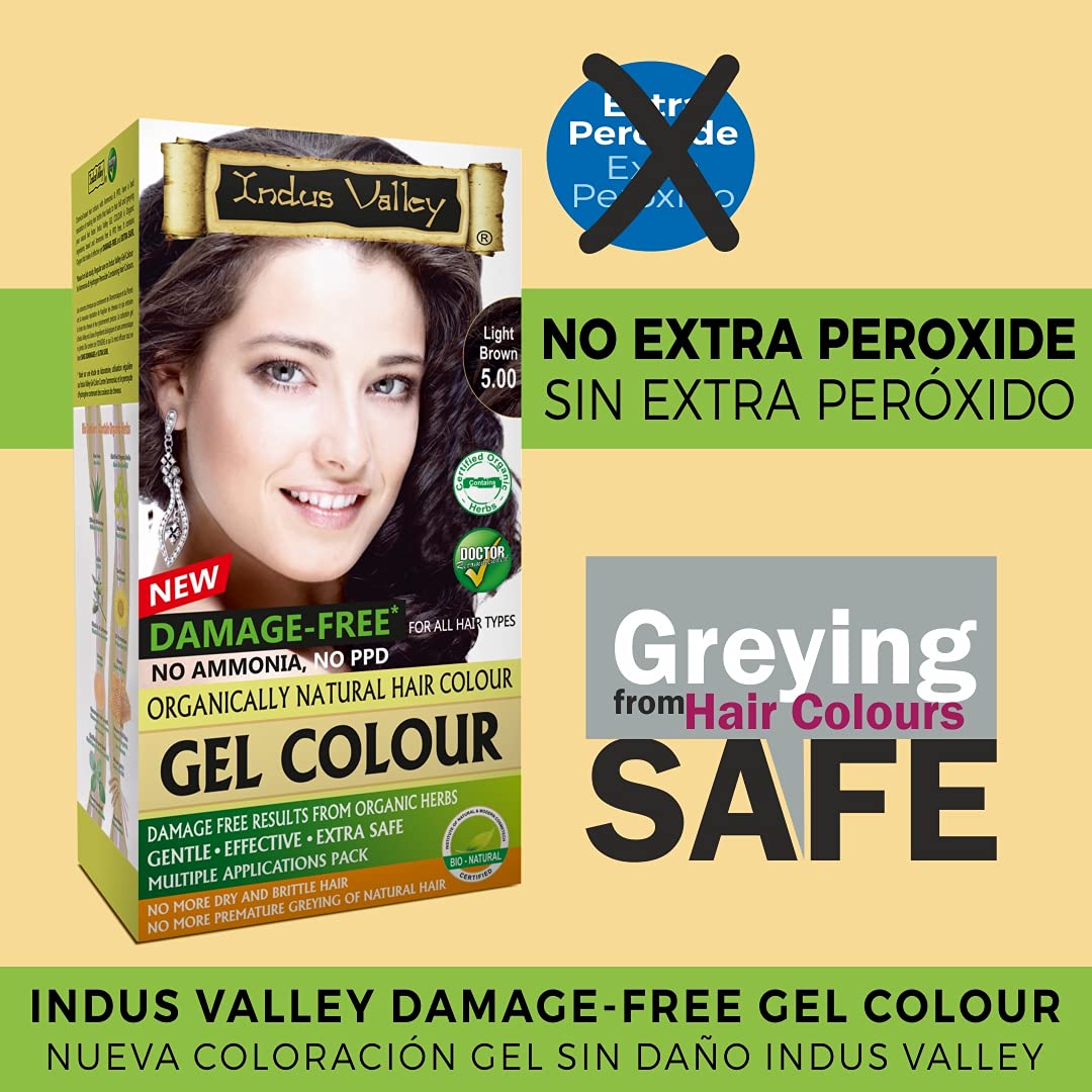 Buy Indus Valley Natural Organic Damage Free Permanent Gel Hair Color Up to  100% Gray Coverage |Doctor Recommended| Bio Natural Certified- Light Brown   (20gram+200ml) Pack of 2 | Fado168