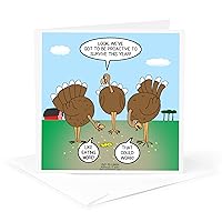 3dRose Greeting Card - Turkey Proactive Thanksgiving Planning - s Funny Out to Lunch Cartoons