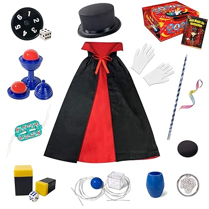Heyzeibo Magic Kit for Kids - Magic Tricks Games Toy for Girls & Boys, Magician Pretend Play Dress Up Set with Magic Wand & More Magic Tricks, Instruction Manual, for Beginners Toddlers