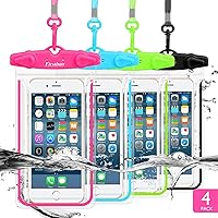 Universal Waterproof Phone Pouch, 4 Pack Waterproof Phone Lanyard Case Neck Strap Luminous Ornament Dry Bag for iPhone 15 14 13 Pro Max Plus Galaxy S24 S23 Google Note Water Games Protect up to 7.5‘’