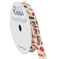 Ribbli Grosgrain Fall Ribbon,Happy Fall Y'all Ribbon Use for Autumn Craft,Thanksgiving Gift Wrapping,Home Decor,3/8 Inches x 10 Yards,Yellow/Orange/Green/Burgundy