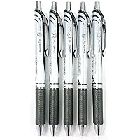 Pentel EnerGel Deluxe RTX Retractable Liquid Gel Pen,0.5mm, Fine Line, Needle Tip, Black Ink-Value set of 5