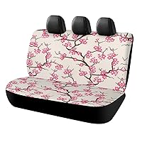 Blooming Cherry Blossom Printed Car Back Seat Covers Nonslip Rear Car Seat Protector Fits for Most Cars