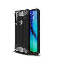Compatible with Motorola Moto Edge Case PC Hard Back,Futanwei 2-in-1 Heavy Duty Shock Armor Dual-Layer Full Body Protective Shockproof Drop-Proof Cover for Moto Edge (Black)