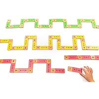 Wooden Multiplication Dominoes - Math Multiplication Domino Game - Kindergarten Educational Learnning Toy - 60 Pieces - 3 Years +