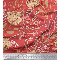 Soimoi Floral Printed 58 Inches Wide Viscose Rayon Sewing Fabric 115 GSM Supply by The Yard - Peach