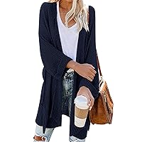 ReachMe Womens Casual Open Front Cardigan Batwing Sleeve Sweater Loose Waffle Knit Drape Coats