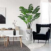Artificial Tree in Gray Marble Effect Planter, Fake Monstera Silk Tree for Indoor and Outdoor Home Decoration - 65